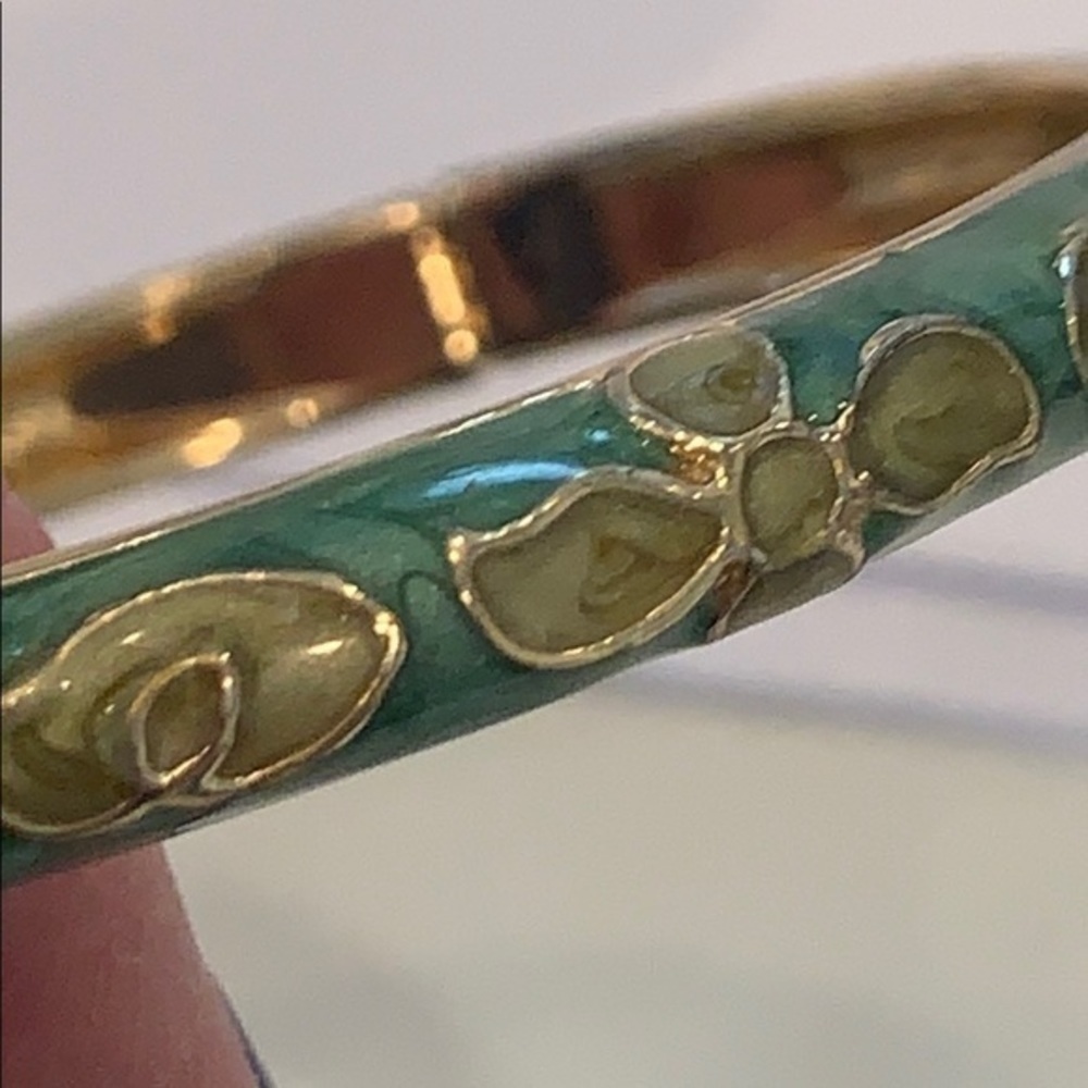 JTF green swirl enamel hinged clamp bangle - Picture 7 of 11